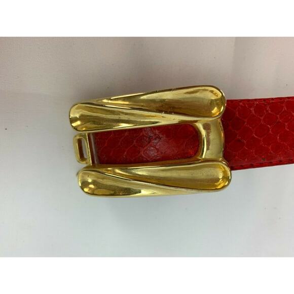 The Ritz Women's Genuine Snakeskin Belt Red sz M 29 in - Picture 5 of 6